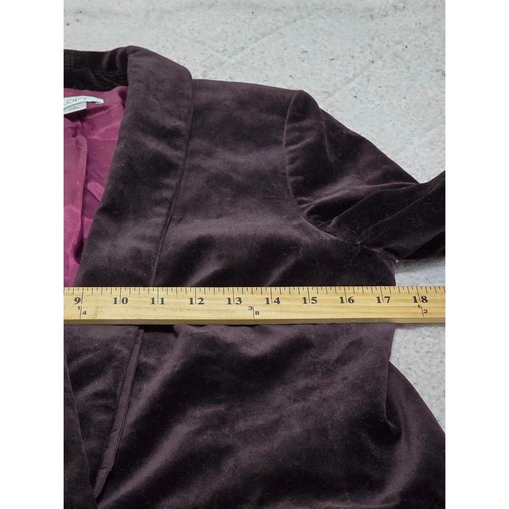 Ann Taylor LOFT Velvet Blazer Jacket Deep Plum Shawl Collar Single Button Size 8